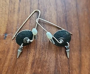 Abstrakte moderne Metall Kreise Rocailles Kunsthandwerk 2" Ohrhänger: DP - Bild 1 von 5