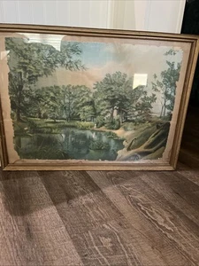 Antique Victorian Art Print "Lovers Lane" 23" By 17" Framed - Picture 1 of 12