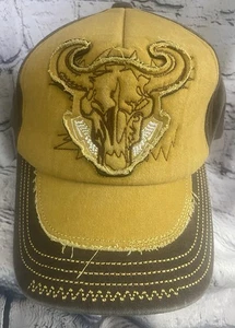 Vintage Truckermütze bestickt Stier Emblem verstellbar dekorativ genäht neu ohne Etikett - Bild 1 von 4