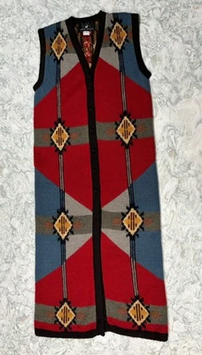 Peruvian Connection Intarsia 100% Alpaca Sweater Maxi Vest SZ M Superb!!!! - Image 1 of 4