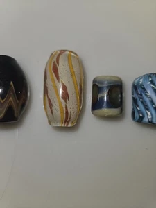 Lot Of 4 Handblown Unique Beads Dreadlocks Braids - Picture 1 of 6