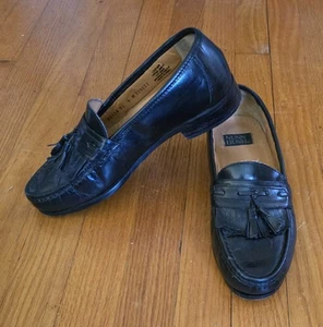 BUSH NUNN ~ BLACK LEATHER LOAFER SLIP ONS ~ SZ 8 - Picture 1 of 7