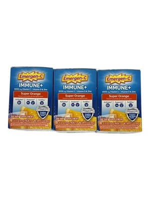 Emergen-C Immune+ 1000mg Vitamin C Super Orange 10ct 12/2026 3 Pack Lot - Image 1 of 4