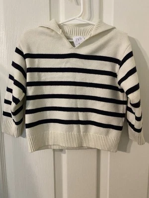 Zara Striped Collar Boys Sweater Size4-5 Years - Image 1 of 3