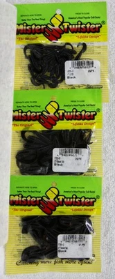 Señuelo de pesca 3 PK Mister Twister 2" Teenie Tail negro, 1" Lil Bit negro 25 CT Foto 1 de 2