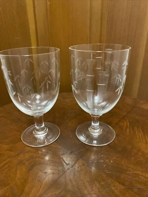 Juego de 2 copas de agua de bambú Noritake de vidrio de vástago liso grande de repuesto Foto 1 de 4