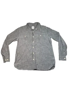 True Craft Stone Washed Button Up Shirt Mens L Long Sleeve Gray Casual Hippie - Picture 1 of 11