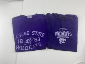 Lot Of 2 Kansas State Purple T Shirt Short Sleeve Wildcats - Picture 1 of 6