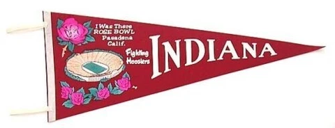 Football Felt Pennant Rose Bowl Indiana 1968 Vintage Original NOS Unused Old Cover