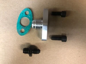 INLET & OUTLET GT28 T28 GT35 OIL FEED DRAIN ADAPTER IN OUT FITTING FLANGE BOLTS - Foto 1 di 3