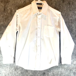 Chaps Boys Solid White Cotton Long Sleeve Button Up Dress Shirt Sz 12 - Picture 1 of 12
