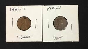 Lote de dos centavos Lincoln - arte perforado/vagabundo - Imagen 1 de 5