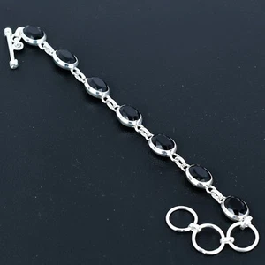 Black Spinel Gemstone Handmade 925 Sterling Silver Bracelet Jewelry Women Gifts - Picture 1 of 4