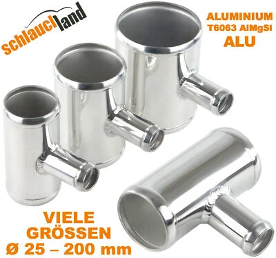 SCHLAUCHLAND Alu T-Stück Auslass 25mm Alurohr T Rohr T-Verbinder Bypass Schlauchverbinder