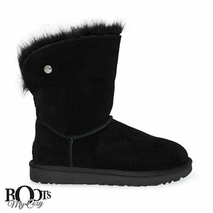 UGG VALENTINA BLACK SHEEPSKIN/SUEDE WOMEN'S BOOTS SIZE US 6/UK 4.5/EU 37 NEW - Picture 1 of 7