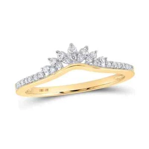 10k Yellow Gold Womens Diamond Ring Guard Enhancer Wedding Band 1/6 Cttw - Picture 1 of 1