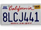 CALIFORNIA passenger 2020 license plate "8LCJ441"