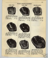 1952 PAPER AD Wilson 2 Finger Baseball Glove Ball Hawk Harry Brechen USA