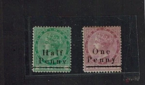 Dominica 1886 SG 17 & 19 HALF PENNY on 6d & ONE PENNY on 1S MOG GEM CV L37 - Picture 1 of 2