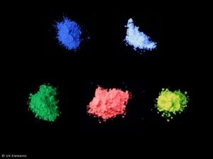 Tagesleuchtpigment 5x100g (121,90/kg) weiß, blau, grün, gelb, rot) Farbpulver - Bild 1 von 1