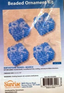 NEW HERRSCHNERS BIRTHSTONE BOXES MARCH BEADED ORNAMENT KIT MAKES 4 - Picture 1 of 1
