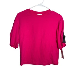 Cat & Jack Blouse Girl's Medium 7-8 Pink Short Sleeve Bow Crew Neck Top NWT - Picture 1 of 9