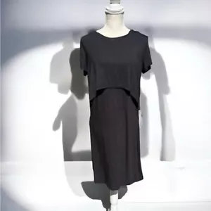 🌻NEW w/tags Angel Maternity: Donna Black Maternity & Nursing Flip Dress Size S - Picture 1 of 12