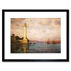 Painting Cityscape Istanbul Diemer Ahirkapi Lighthouse Framed Print 12x16 Inch