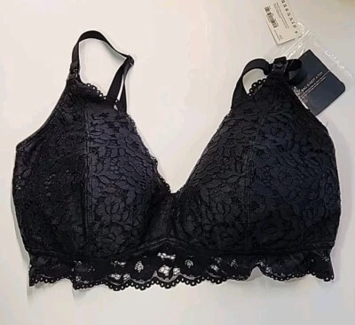 Nwt Momanda 42E Women's Lace Nursing Bra Wirefree Black. - Image 1 of 4