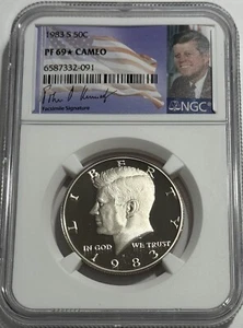 1983 S NGC PF69 STAR CAMEO CLAD PROOF KENNEDY HALF DOLLAR 50C SIGNATURE POP 2 - Picture 1 of 3