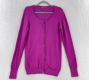 United Colors of Benetton Purple Button-Up Cardigan Sweater Long Sleeve Size L - Picture 1 of 15