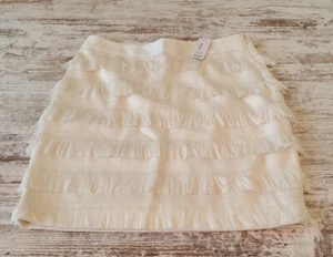 Womens The Limited Off White Fringe Skirt Size 2 Knee Length - Picture 1 of 10