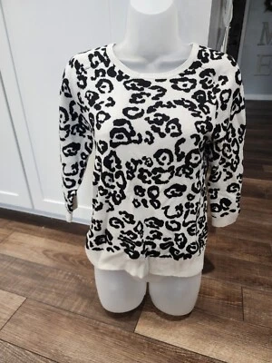 Suéter ANN TAYLOR Talla Mediana Multicolor Estampado Guepardo Leopardo con Manga 3/4 Foto 1 de 4