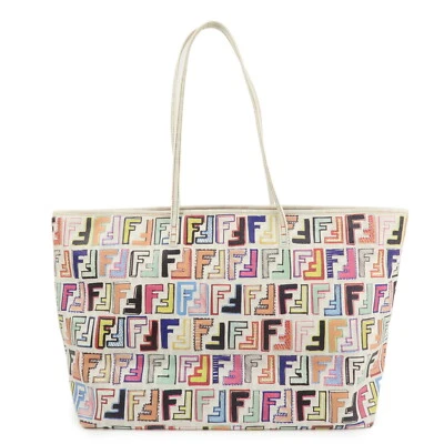 FENDI Zucca Logo Print PVC Tote Bag Multicolor White 8BH185 Authentic Used F/S - Image 1 of 4