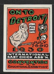 International Baby Chick Association Convention Detroit Michigan 1930 Label - Picture 1 of 1