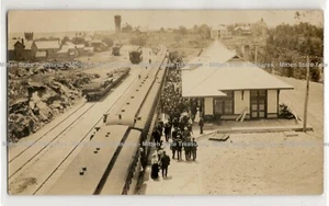 Railroad train depot station Parry Sound, Ontario; history, photo postcard RPPC - Picture 1 of 2