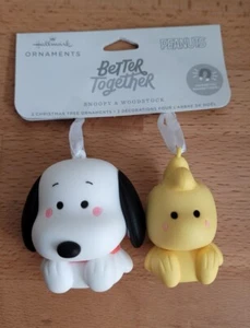 Hallmark Ornaments Better Together - Peanuts SNOOPY & WOODSTOCK Set - NEW - Picture 1 of 2