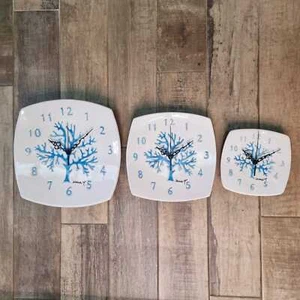 Ceramica sarda orologio parete biscotto bianco corallo sardo azzuro Quadrato - Imagen 1 de 1