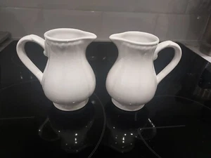  Pair Of New Churchill Pumpkin Jugs In White 300ml - Picture 1 of 9