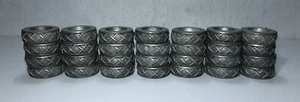 Vintage Antiqued Silver Tone Pewter Curtain Rings with Clips Set Of 28 - Picture 1 of 5