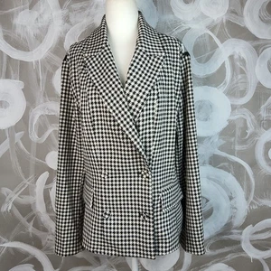 7TH AVENUE DESIGN COMANY New York Wmns XL B &W Plaid Check Blazer Jacket City - Picture 1 of 15