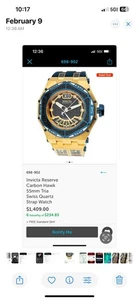 Invicta Reserve Carbon Hawk 55m Tria Swiss Quartz Strap Watch - Picture 1 of 1