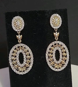 Vtg Nolan Miller Jackie Collins Glamour Collection Crystal Gold Tone 2" Earrings - Imagen 1 de 8