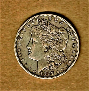 1887 Morgan .900 Silber Dollar Münze mit scharfer Prägung & guten Details intakt @ E.F. - Bild 1 von 2