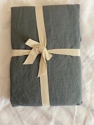 Juego de sábanas planas 100 % lino + 2 fundas de almohada Queen en azul niebla H&M Home nuevo sin etiquetas Foto 1 de 4