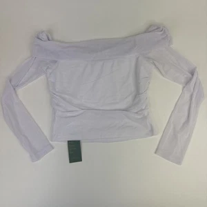 Remidoo Damen Mesh Crop Modern Langarm Oberteil Bluse Weiß Gr. Small Neu - Bild 1 von 10