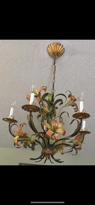 Araña italiana Tole floral de 5 brazos TigerLily  Foto 1 de 2