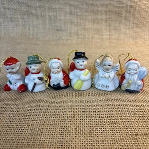 Vintage 1950er Japan handbemalte Mini Weihnachtsglocke Porzellan Ornamente 6er Set - Bild 1 von 8