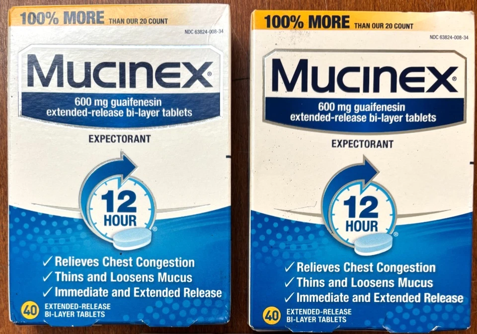 Mucinex 600mg 12hr Expectorant 40/ct Tabs *LOTE DE 2 * CADUCIDAD: 01/2027 Foto 1 de 1