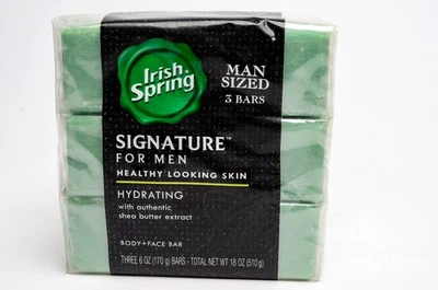 Irish Spring Signature for Men Hydrating Bar Soap 6 oz 3 Pack Body & Face New - Image 1 of 4